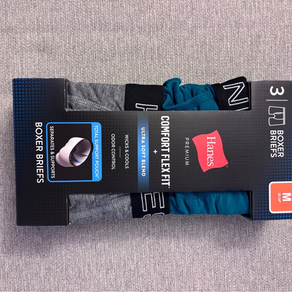 Hanes Men's Comfort Flex Fit Boxer Briefs - Teal and Gray